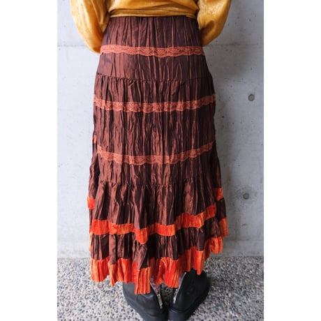 tired skirt / brown × orange