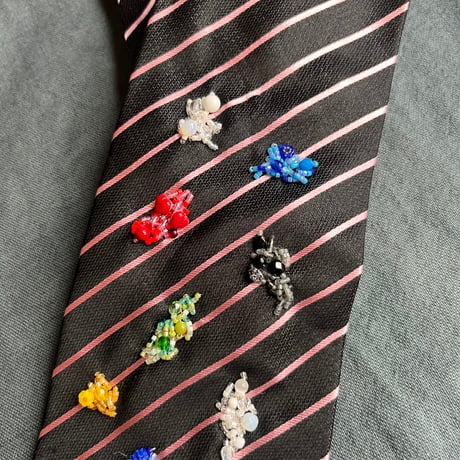 "繕う" collaboration beads embroidery necktie "colorful crystal"