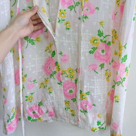 〜70's flower print frill dress