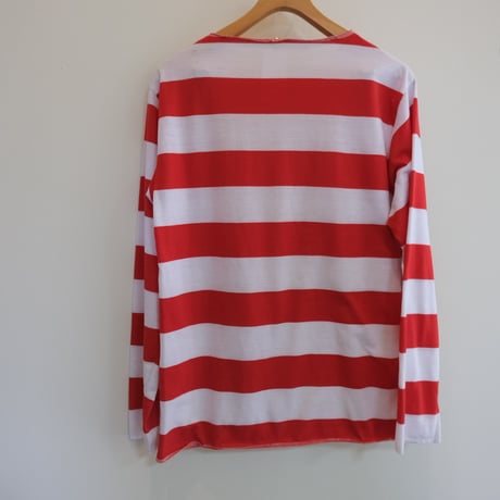 border l/s tee / red × white
