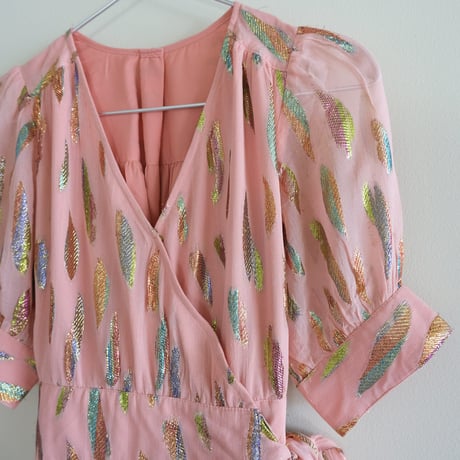 leaf motif wrap dress