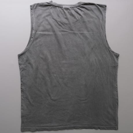skull print no sleeve tee / black