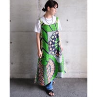 African batik asymmetry cami dress “green”