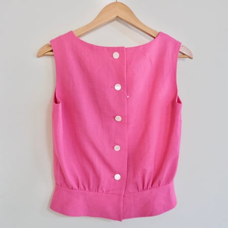 60-70s back button linen tops