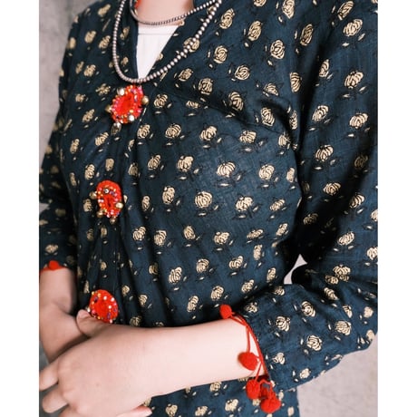 ponpon×flower dress with bell
