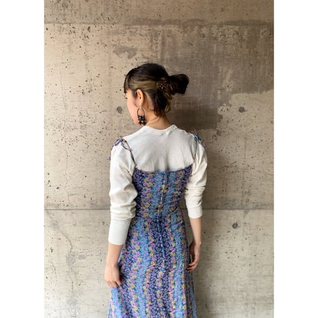 70s〜 Vera mont/floral print cami dress