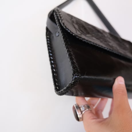 carving leather hand bag