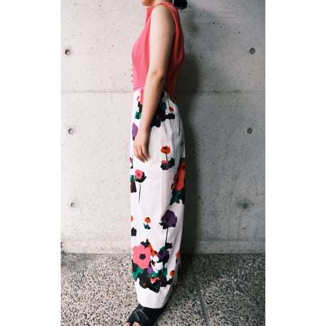 70s no-sleeve dress “pink×flower“