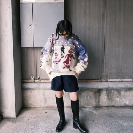 70〜80s / skating  design mohair knit