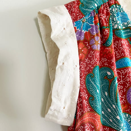 60~70s “liberty house” no-sleeve cotton print dress