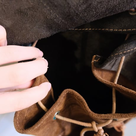 suède leather knapsack