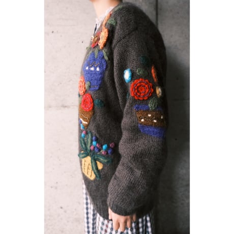 3D flower knit cardigan