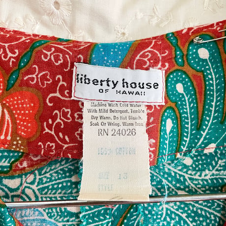 60~70s “liberty house” no-sleeve cotton print dress