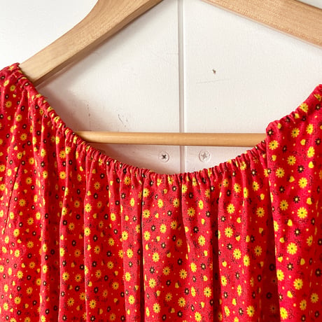 hand made dress “red×yellow flower”