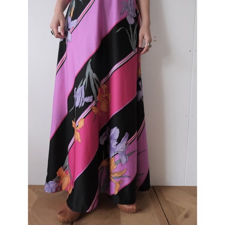 70s vintage flower print poly dress