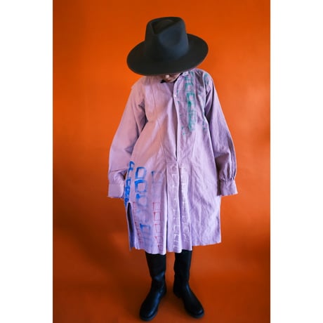 eski. × 画楽　hand paint antique linen shirt
