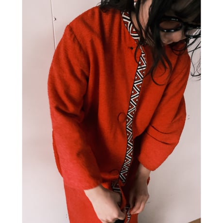 ethnic embroidery cotton coat “red”