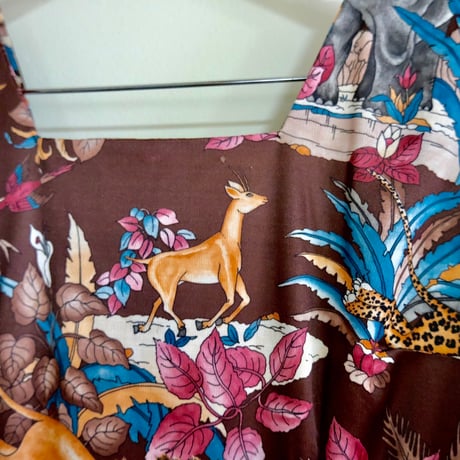 70s Animal print gather dress