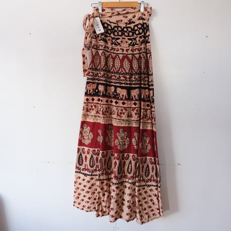 ethnic design wrap skirt / elephant