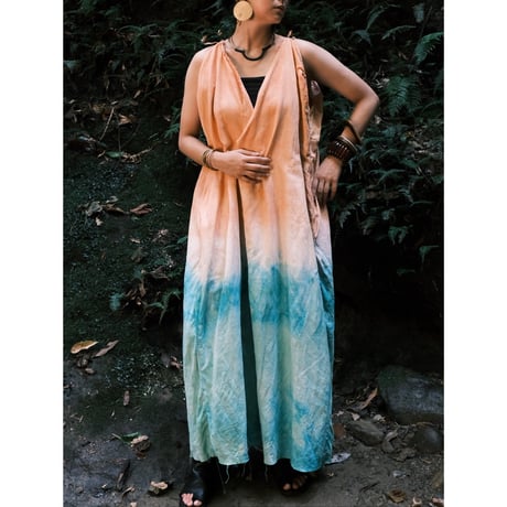 eski.  original dress / overdye "orange×green"