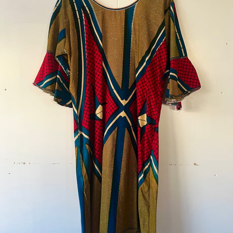 batik dress / red × mustard