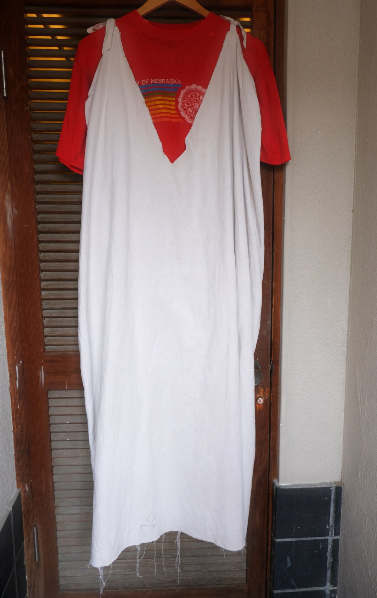 eski.エスキ　リメイクリネンドレス　ホワイト　ヴィンテージ　ワンピース eski. original remake linen dress / white / pl