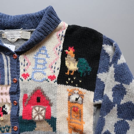 illust knit cardigan