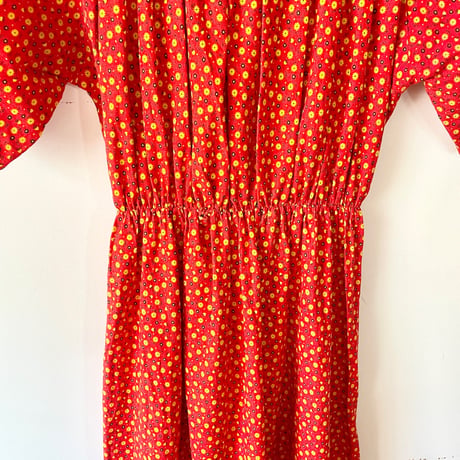 hand made dress “red×yellow flower”