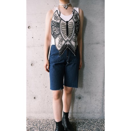 90's U.S.NAVY sailor denim pants "cut off"