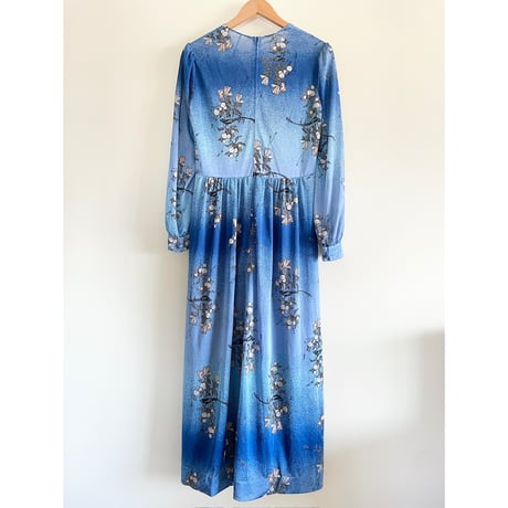 70s crimplene blue dress “birds”