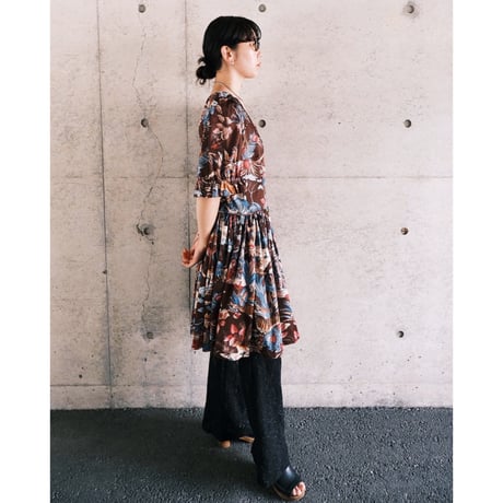 70s Animal print gather dress