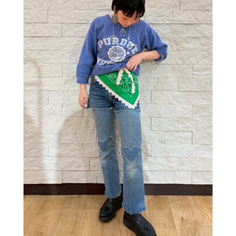 eski. original remake / lace × bandanna  kerchief "smoky blue"