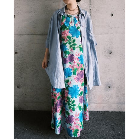 S/S silk shirt / "blue"