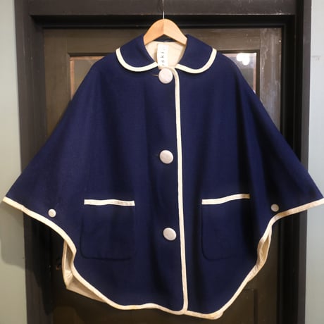 〜60s vintage navy wool poncho