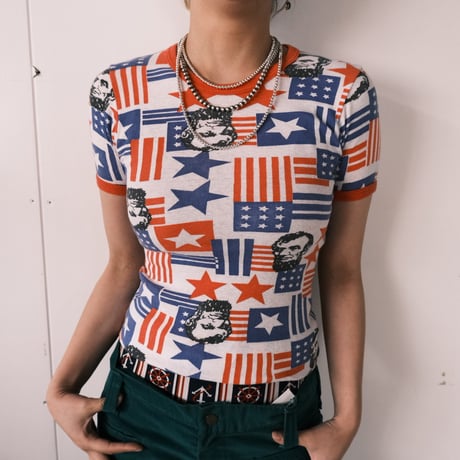 "Lincoln" print compact tee