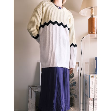 gizagiza knit / cream yellow × white