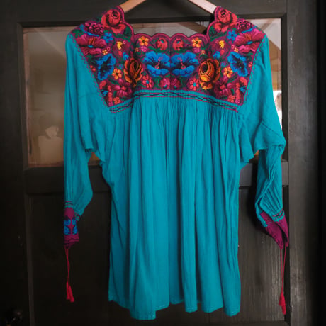 embroidery turquoise blue blouse