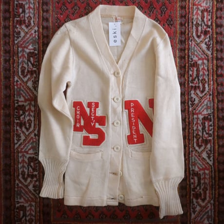 〜70s vintage lettered knit cardigan