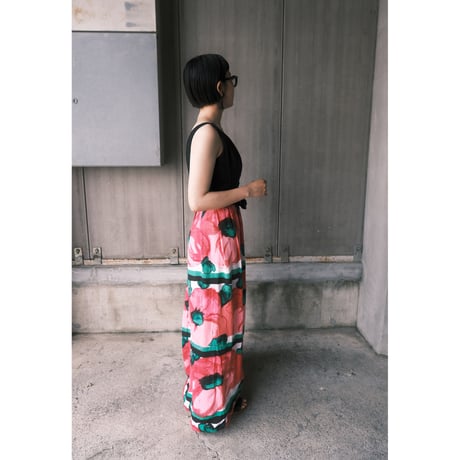 60s vintage / heavy linen flower dress