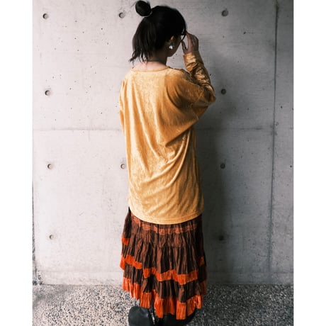 tired skirt / brown × orange