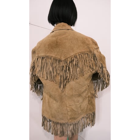 〜70s leather jacket with fringe