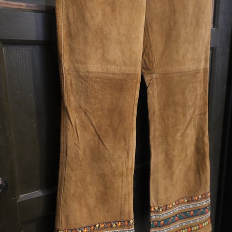 leather flare pants with tyrol tape