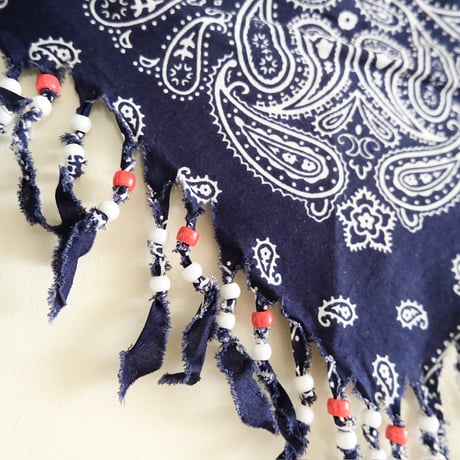 bandanna with fringe beads "navy"