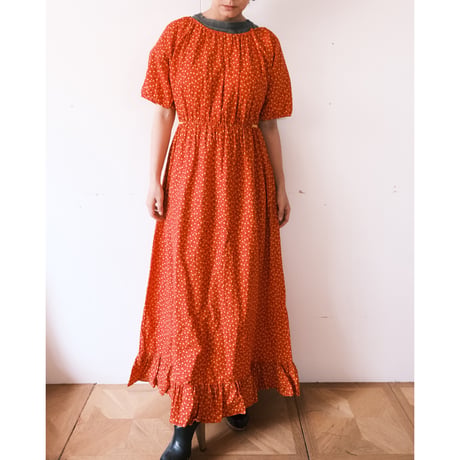 hand made dress “red×yellow flower”