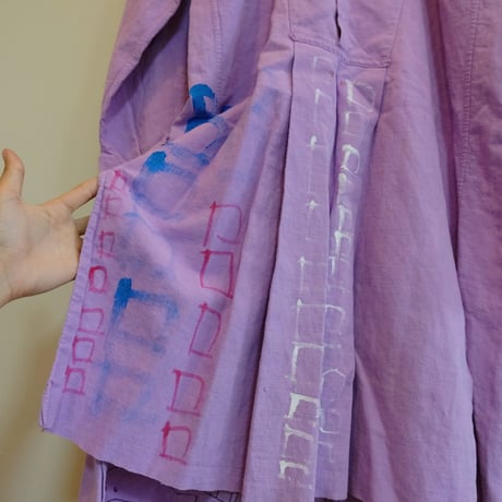 eski. × 画楽　hand paint antique linen shirt