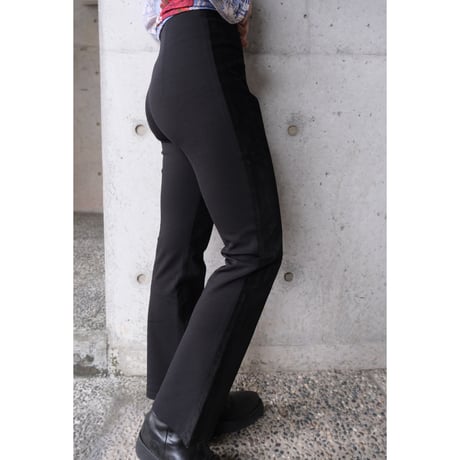 leather × jersey switching pants