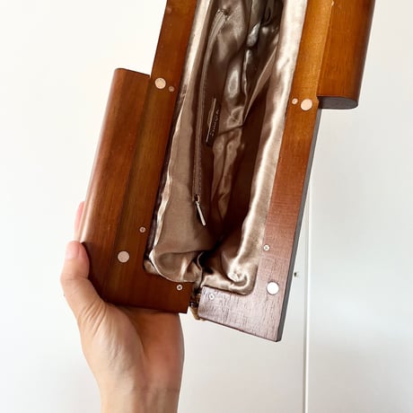 Wood Frame Clutch Bag