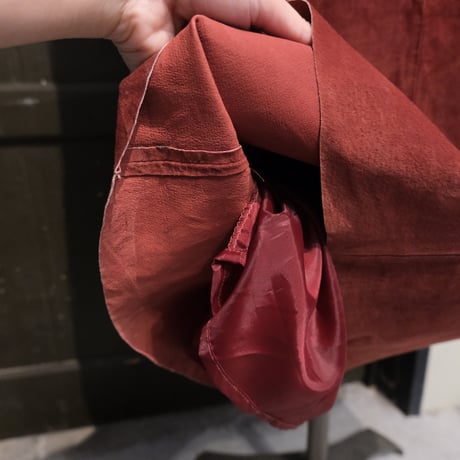leather long skirt / wine red