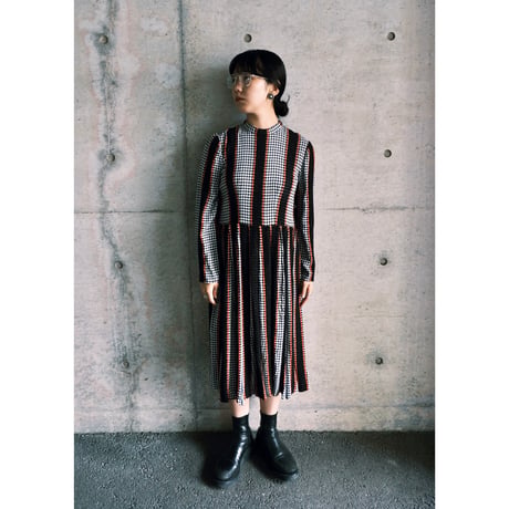 60s ~70s vintage gingham check dress