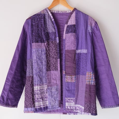 quilting no-collar jacket / purple